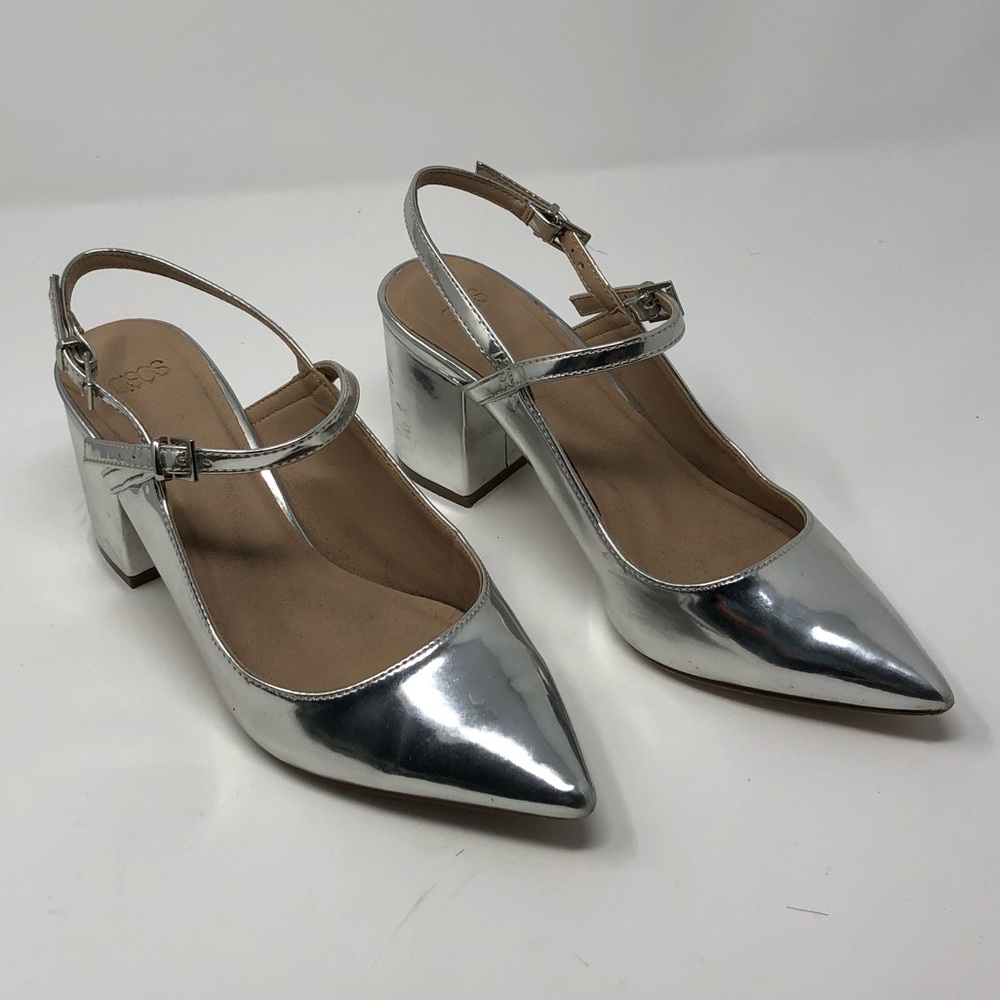 Preowned like new ASOS  block heel sling backs